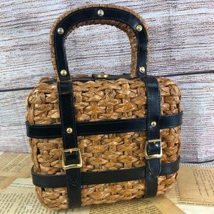 Vintage Tano by Madrid Spain leather/ straw purse